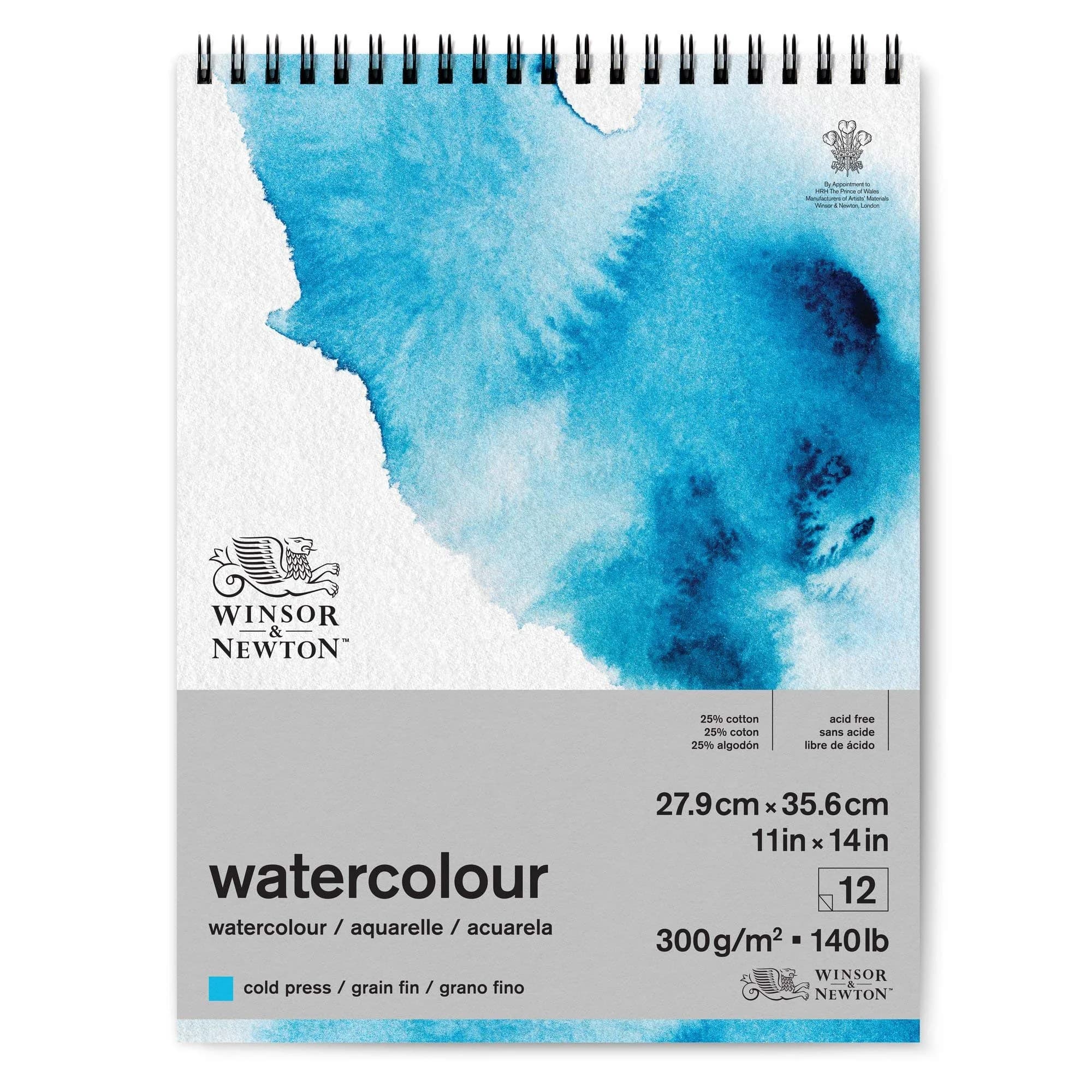 Winsor & Newton Classic Watercolor Paper Pad, Wired, 11" x 14" (28cm x 36cm) | Bright, Durable, 12 Sheets - main product image