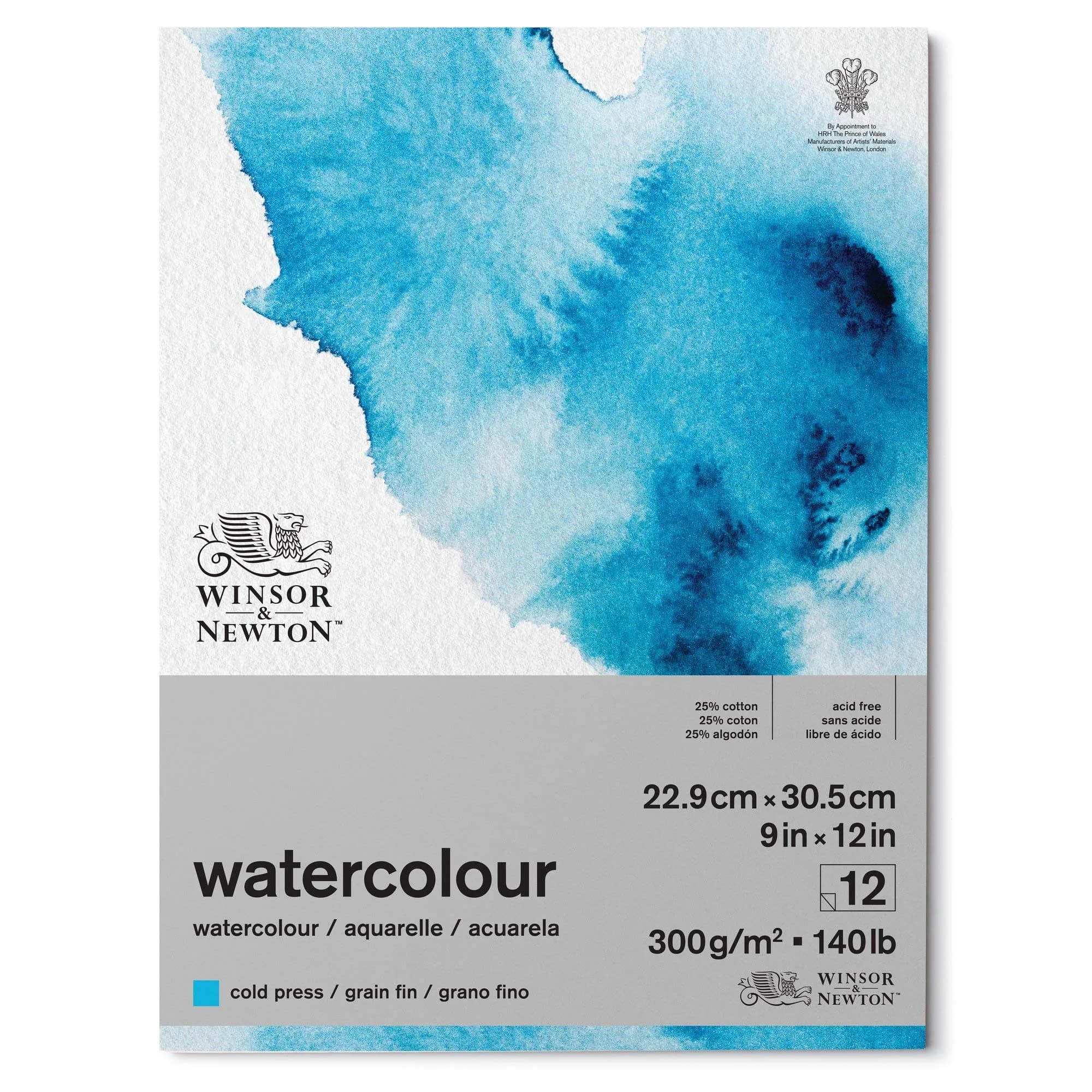 Winsor & Newton Classic Watercolor Paper Pad, Wired, 11" x 14" (28cm x 36cm) | Bright, Durable, 12 Sheets — 9" x 12" / Side Glued