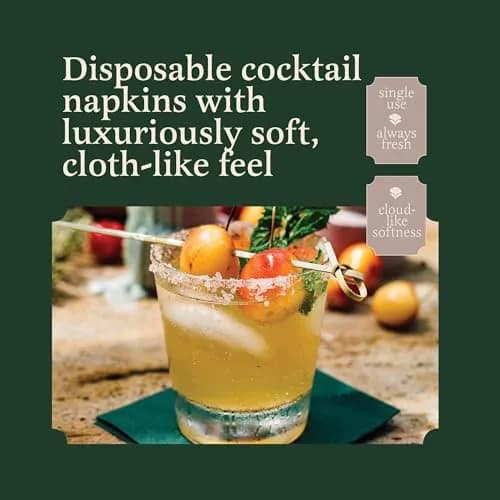 BloominGoods Linen-Feel Cocktail Napkins Dark Blue 12.7cm (5" x 5") | 200 Pack Soft & Absorbent thumbnail 7
