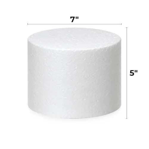 Global Sugar Art 7-Inch Round Cake Dummy, Styrofoam, 5" High | Reusable Practice & Display Tool thumbnail 2