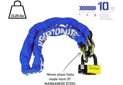 Kryptonite New York Fahgettaboudit 1415 Chain 5' | High-Security Bicycle Lock with 14mm Hardened Steel Links thumbnail 2