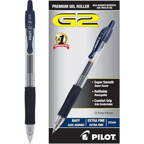 PILOT G2 Premium Rolling Ball Gel Pens, 0.5mm, Navy Blue Ink, 12-Pack | Smooth Writing for Students & Office thumbnail 1