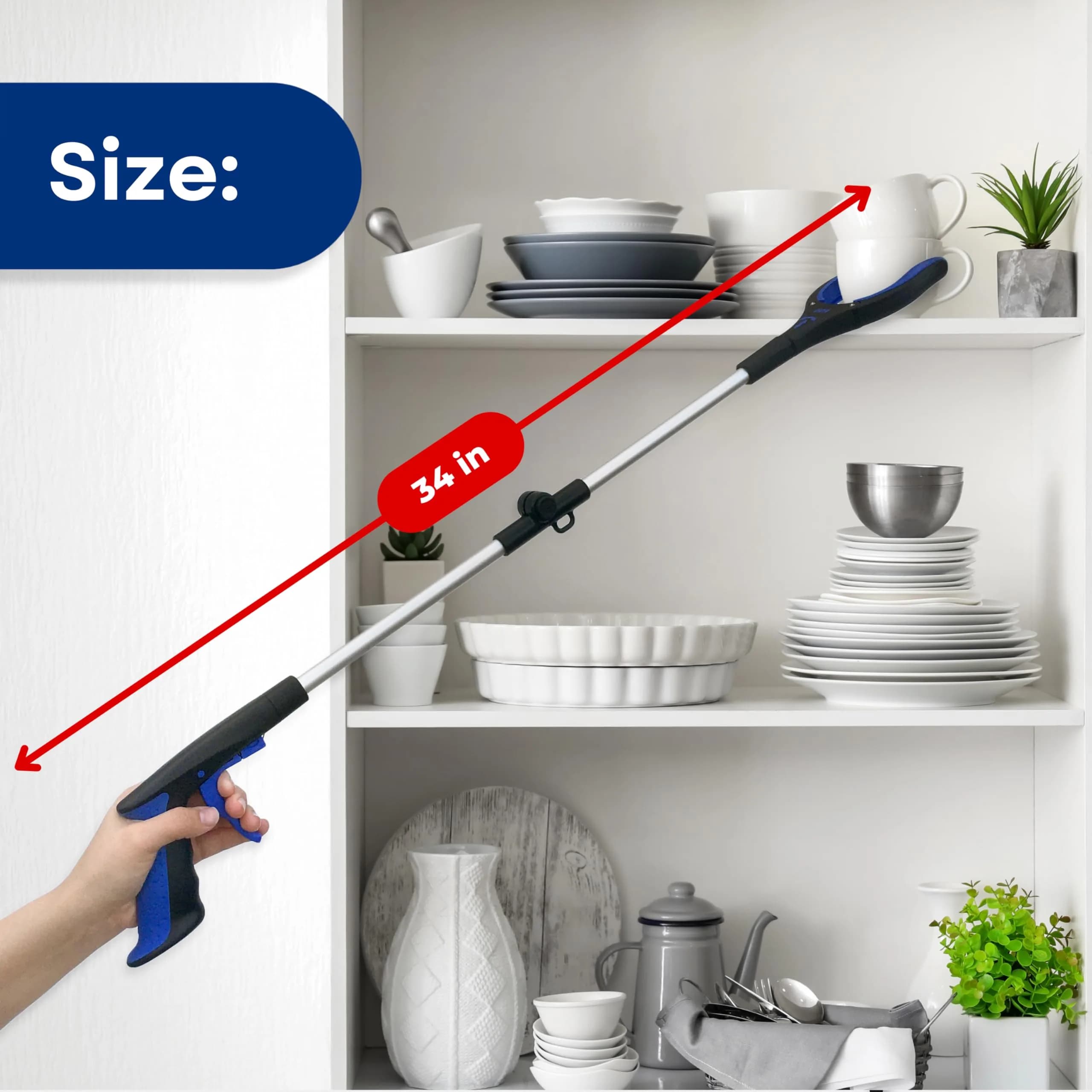 RMS 34 Inch Folding Reacher Grabber - Blue | Mobility Aid for Daily Living - view 7