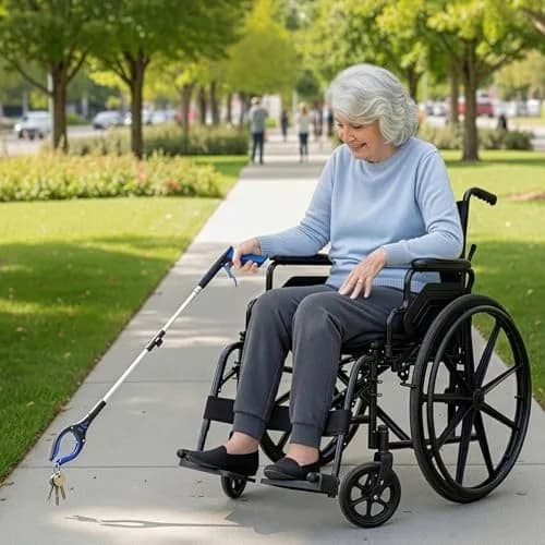 RMS 34 Inch Folding Reacher Grabber - Blue | Mobility Aid for Daily Living thumbnail 3