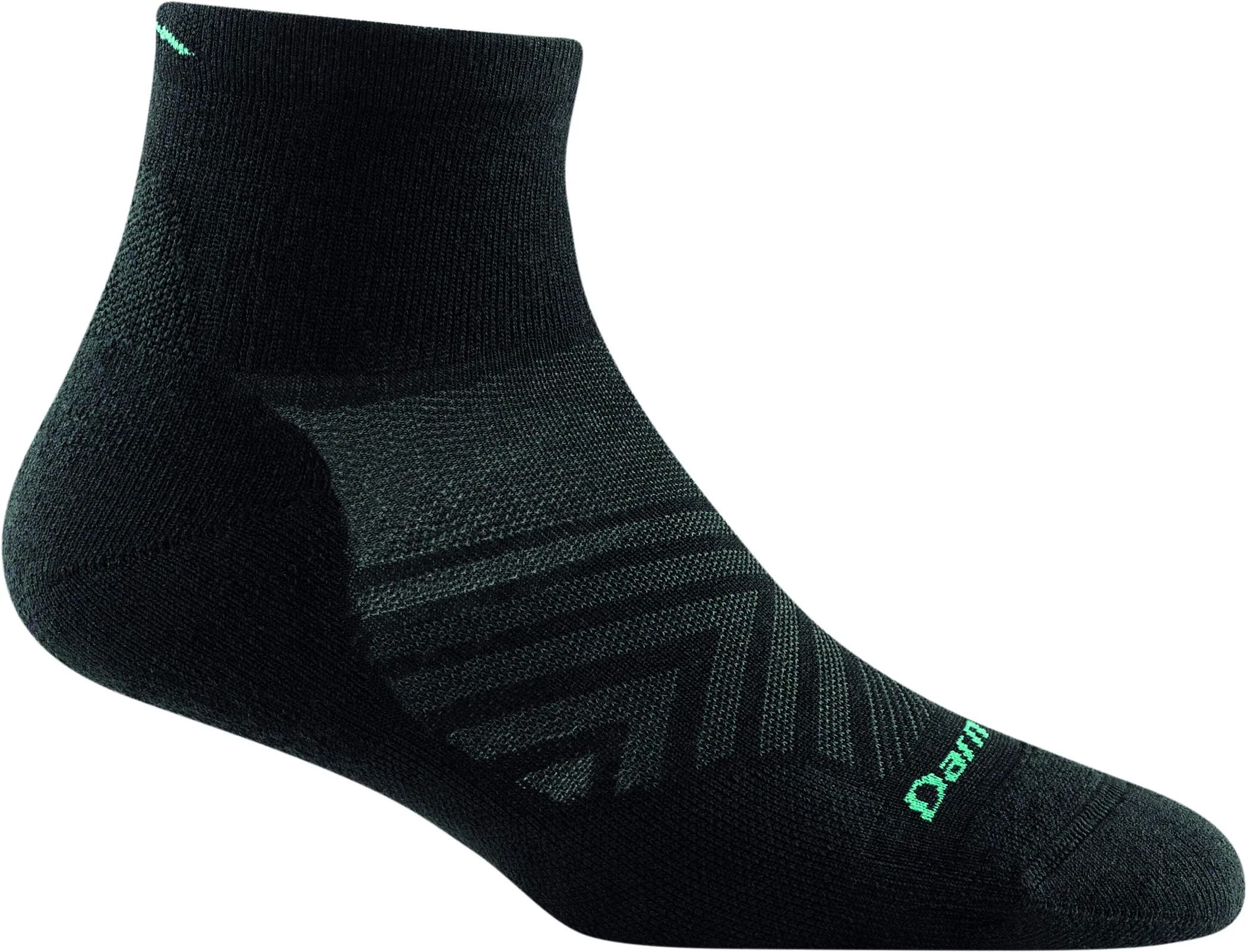 Darn Tough Vermont Women's Run Quarter Ultra-Lightweight Socks | Cushioned, Seamless, Merino Wool (Medium, Black) — Black