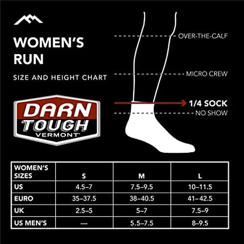 Darn Tough Vermont Women's Run Quarter Ultra-Lightweight Socks | Cushioned, Seamless, Merino Wool (Medium, Black) thumbnail 4