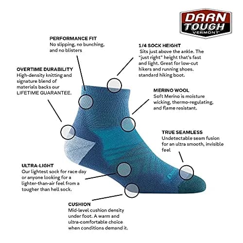 Darn Tough Vermont Women's Run Quarter Ultra-Lightweight Socks | Cushioned, Seamless, Merino Wool (Medium, Black) thumbnail 3