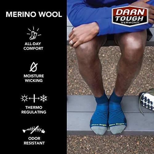 Darn Tough Vermont Men's Run 1/4 Ultra-Lightweight with Cushion Sock (Style 1040) - Black, Large thumbnail 5
