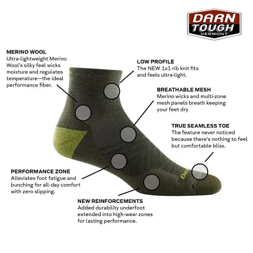 Darn Tough Vermont Men's Run 1/4 Ultra-Lightweight with Cushion Sock (Style 1040) - Black, Large thumbnail 3