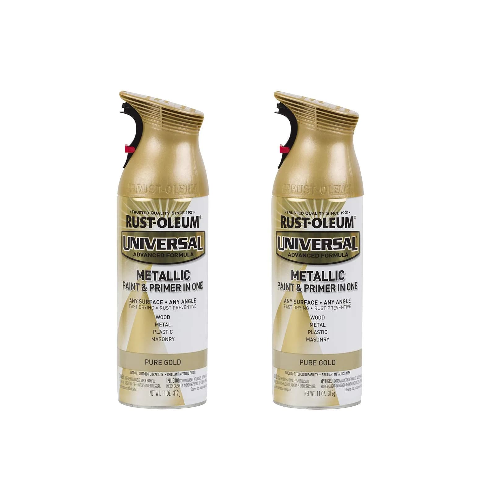 Rust-Oleum Pure Gold Metallic All Surface Topcoat Spray Paint - 11 oz (Pack of 2) - main product image