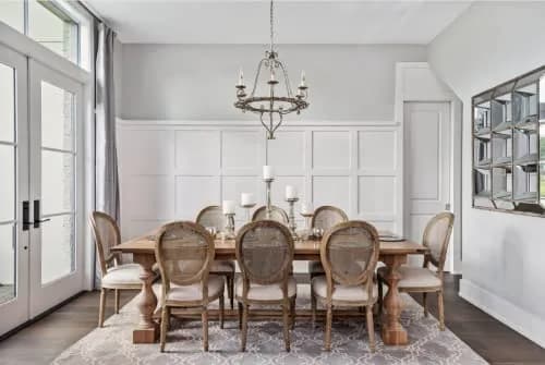 2xhome French Country Dining Chair | Upholstered Linen Fabric | Rustic Wooden Frame, Natural, Single thumbnail 5