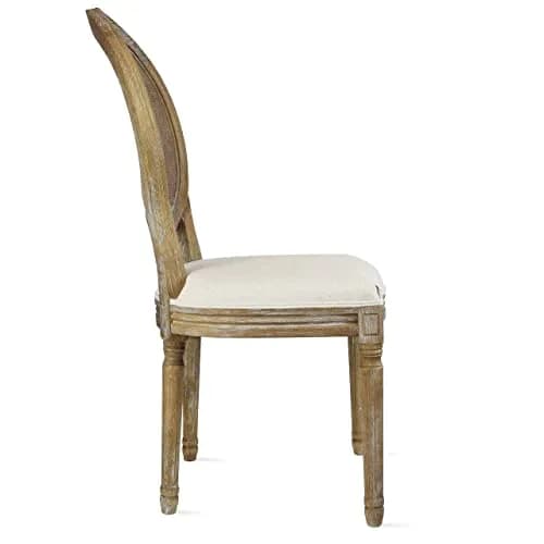 2xhome French Country Dining Chair | Upholstered Linen Fabric | Rustic Wooden Frame, Natural, Single thumbnail 7