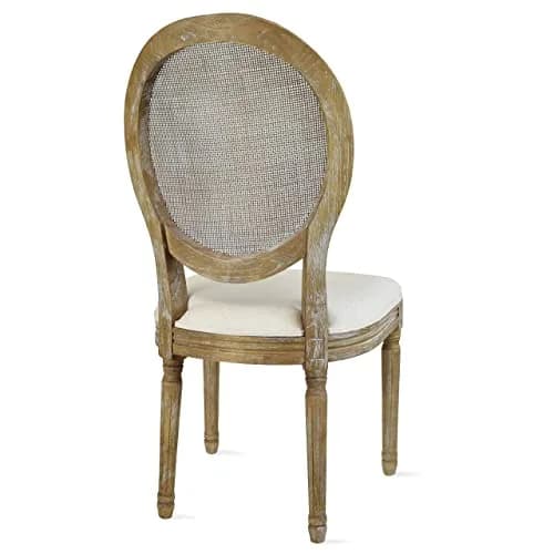 2xhome French Country Dining Chair | Upholstered Linen Fabric | Rustic Wooden Frame, Natural, Single thumbnail 8