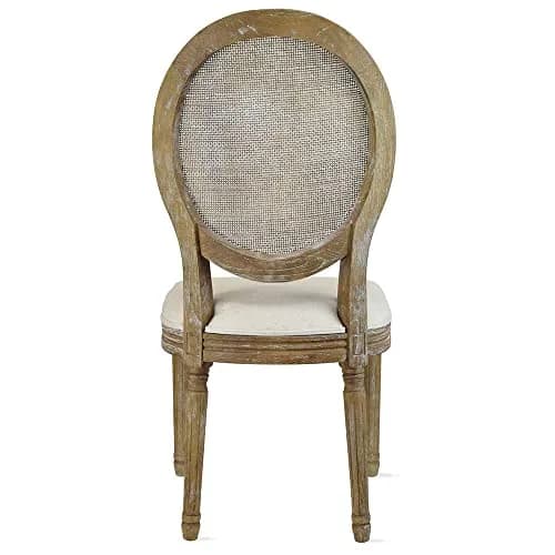 2xhome French Country Dining Chair | Upholstered Linen Fabric | Rustic Wooden Frame, Natural, Single thumbnail 9