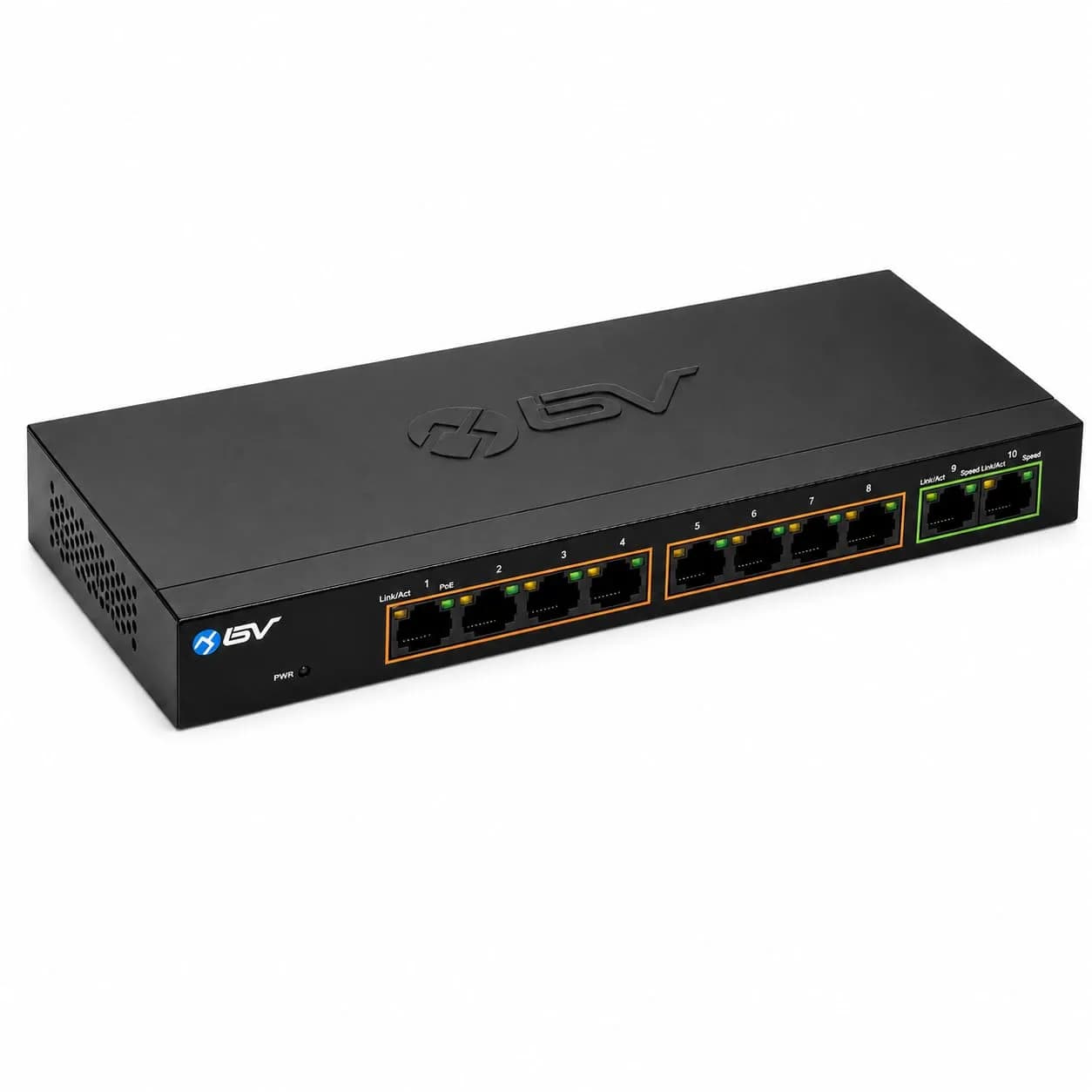 BV-Tech 8-Port PoE+ Gigabit Switch with 2 Gigabit Uplinks, 96W Total Power, NDAA Compliant, 802.3af/at, 30W per Port | High Power, NDAA Compliant