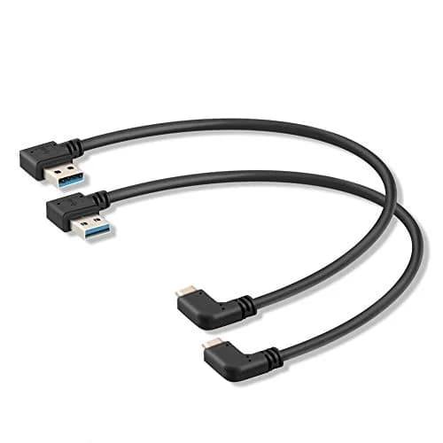 Oxsubor USB C 90 Degree Right Angle Cable 25cm (9.8in) | USB 3.0 Type A Male to Type C Male Extension (2-Pack, Black) thumbnail 1