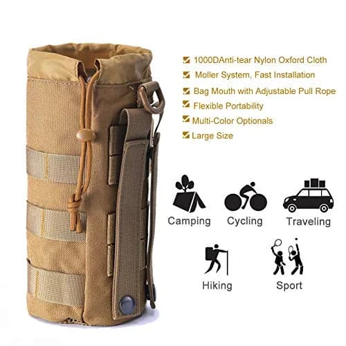 R.SASR Upgraded Tactical Drawstring Molle Water Bottle Holder Pouch 24 cm (9.45 in) | Connects to Molle Gear thumbnail 2