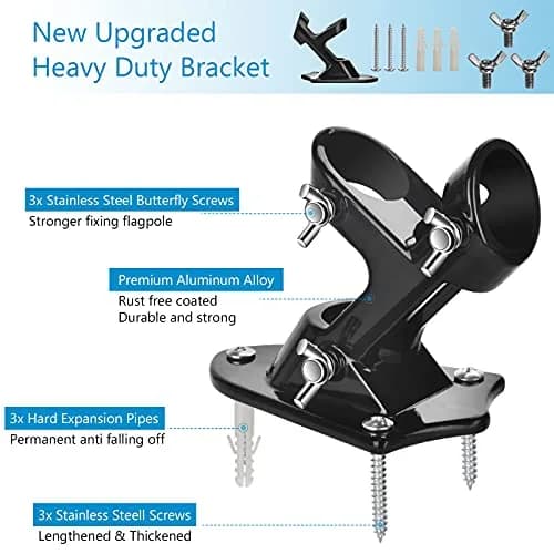Haoridul Heavy Duty Flag Pole Holder 1" Diameter | Rust-Free Aluminum Mount for Outdoor House & Railing thumbnail 2