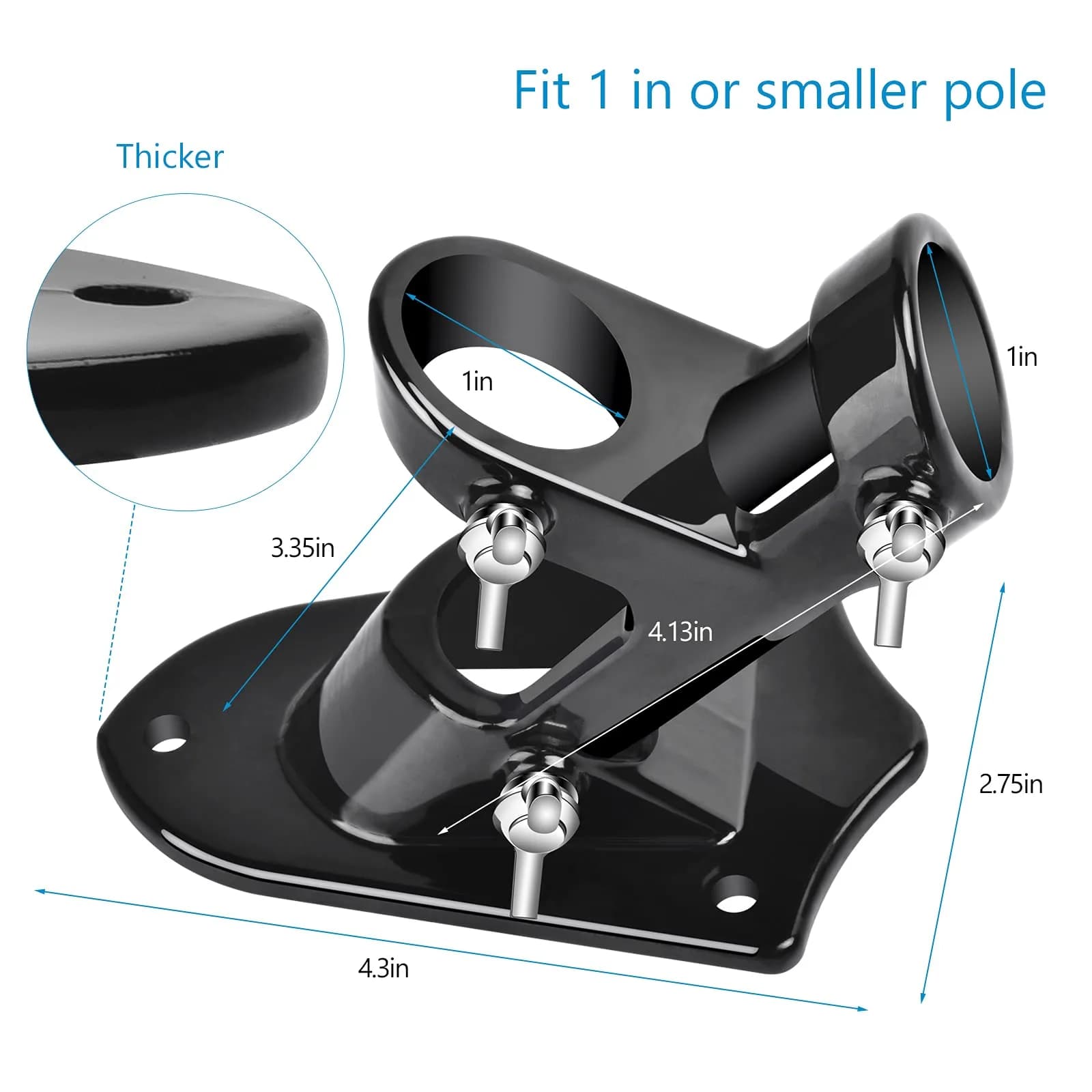 Haoridul Heavy Duty Flag Pole Holder 1" Diameter | Rust-Free Aluminum Mount for Outdoor House & Railing - view 4