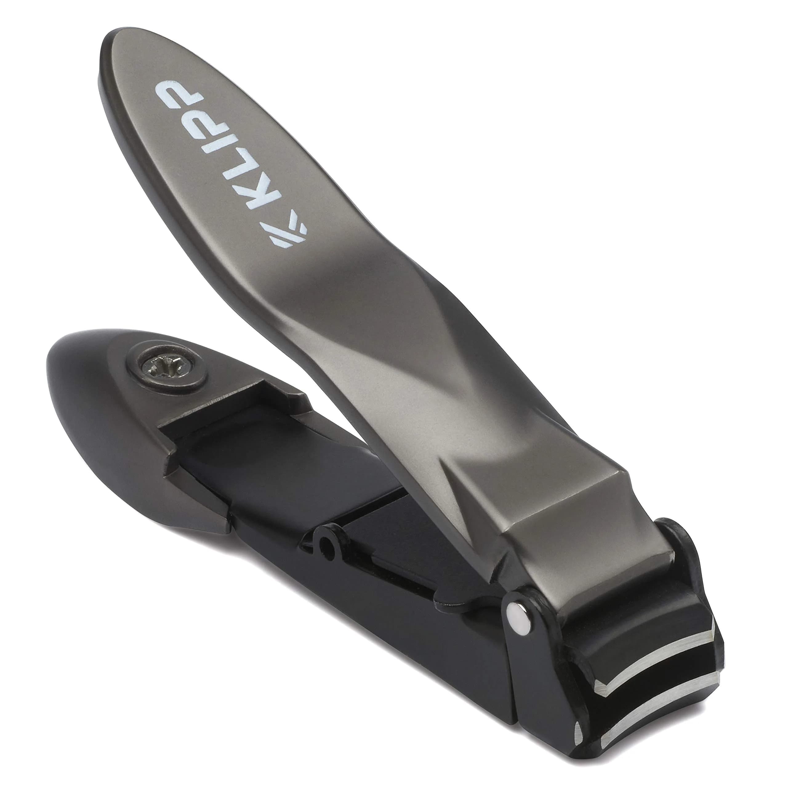 KLIPP Heavy Duty Nail Clippers for Men with Catcher - Stainless Steel, Black | Trim Fingernails & Toenails Effortlessly — Black