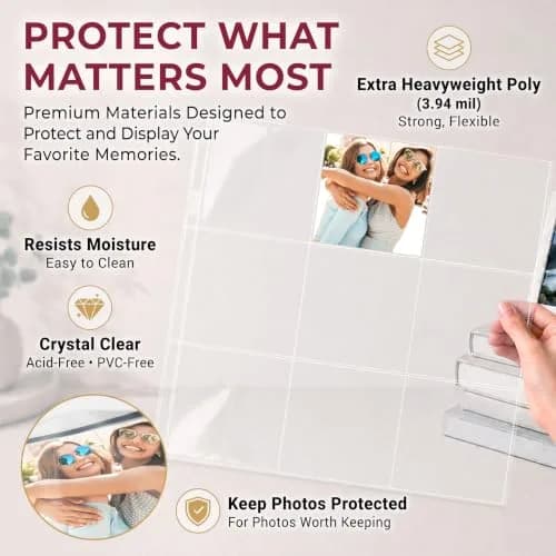 Dunwell 4x4 Photo Sleeves 12x12 | Holds 450 Photos, Archival Quality, 25-Pack thumbnail 6