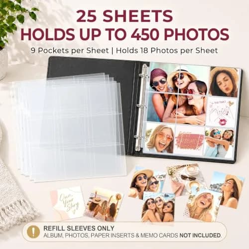 Dunwell 4x4 Photo Sleeves 12x12 | Holds 450 Photos, Archival Quality, 25-Pack thumbnail 2