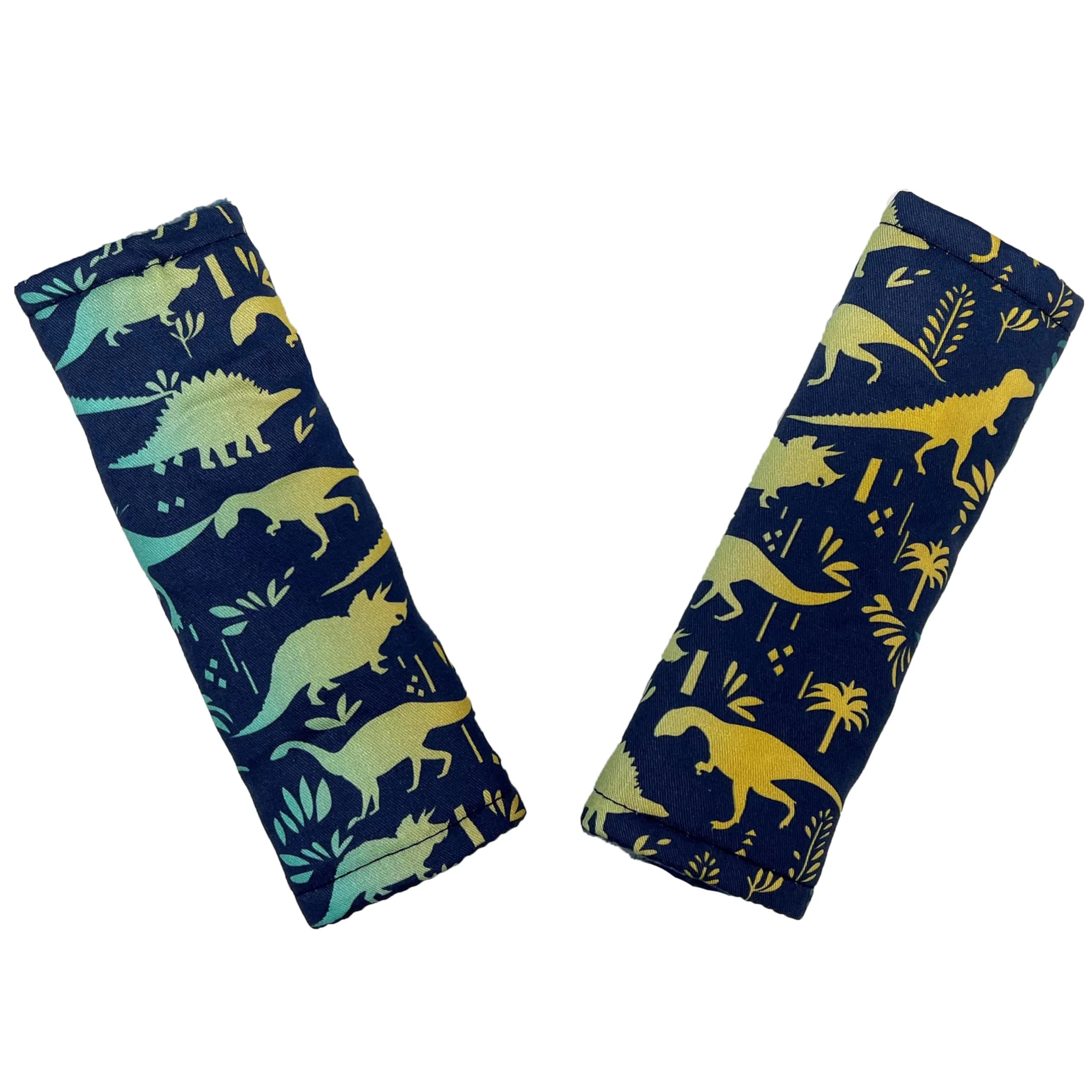 Culclendy Baby Car Seat Neck Cover in Dinosaur & Mint Minky | Reversible Strap Protector for Car Seat & Stroller - main product image