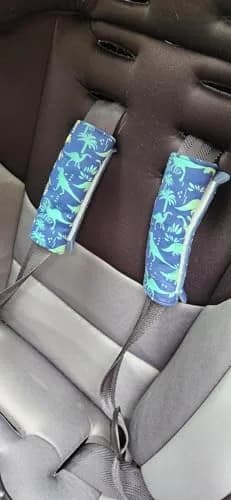 Culclendy Baby Car Seat Neck Cover in Dinosaur & Mint Minky | Reversible Strap Protector for Car Seat & Stroller thumbnail 8