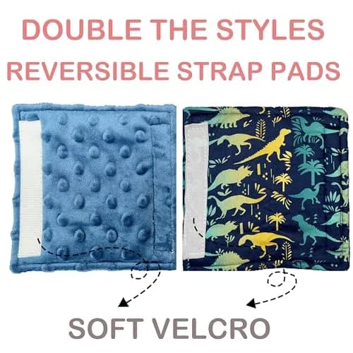 Culclendy Baby Car Seat Neck Cover in Dinosaur & Mint Minky | Reversible Strap Protector for Car Seat & Stroller thumbnail 2