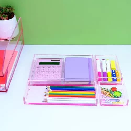 EXPUTRAN Acrylic Calculator with Stand, Pink | 12-Digit LCD Display, Solar & Battery Powered thumbnail 5