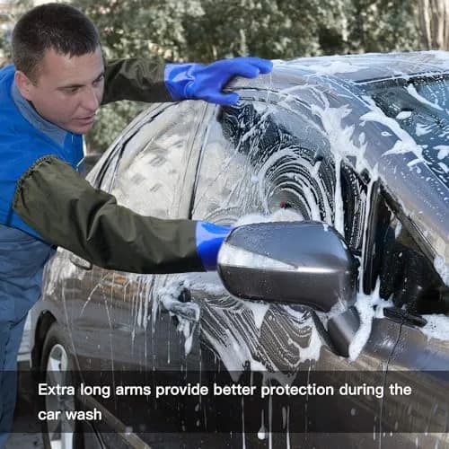 MUMUKE Long Waterproof Gloves 28 inch (71 cm) | Chemical Resistant PVC with Cotton Liner thumbnail 4