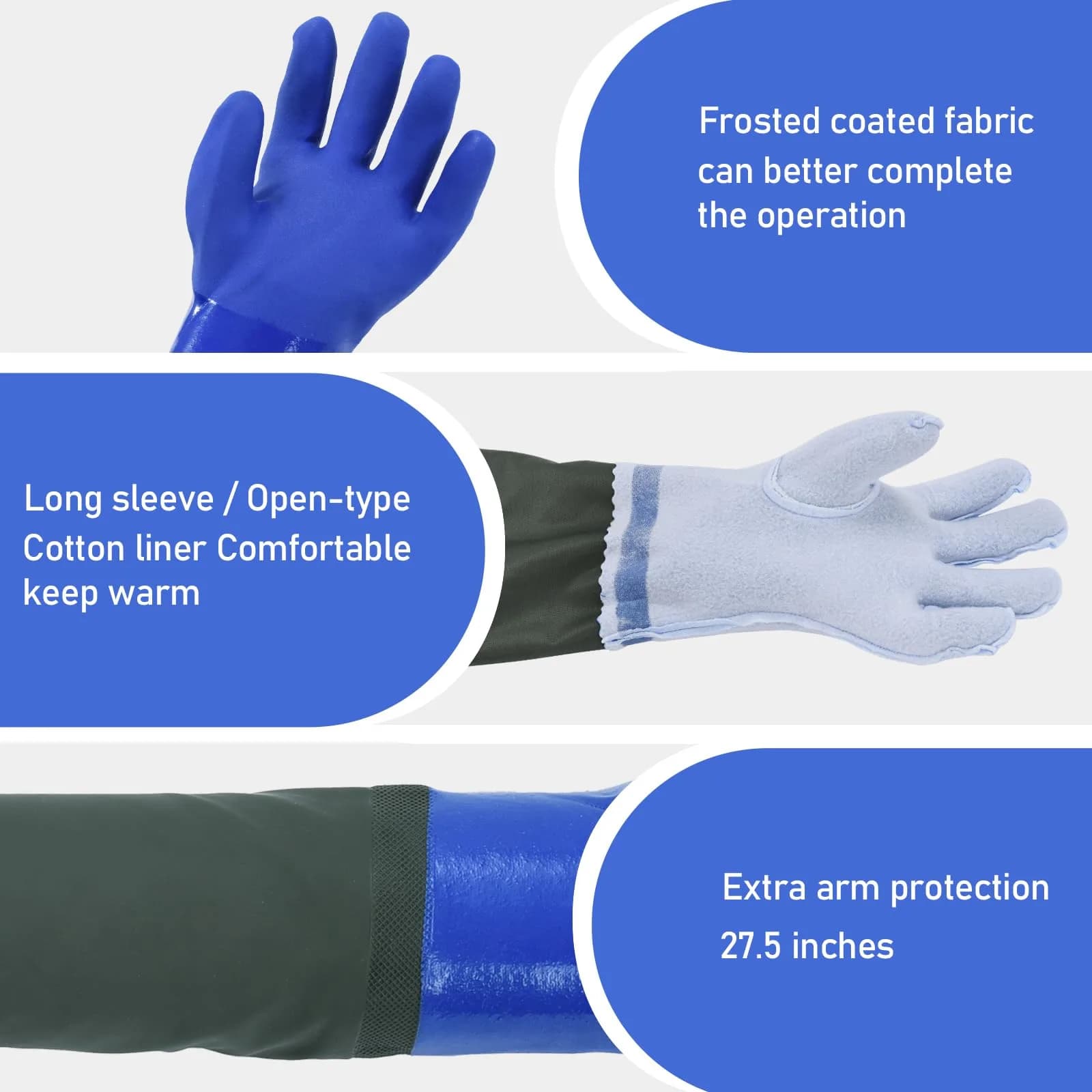 MUMUKE Long Waterproof Gloves 28 inch (71 cm) | Chemical Resistant PVC with Cotton Liner - view 3