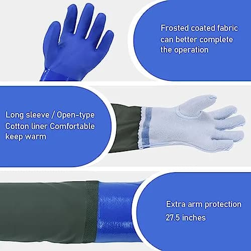 MUMUKE Long Waterproof Gloves 28 inch (71 cm) | Chemical Resistant PVC with Cotton Liner thumbnail 3