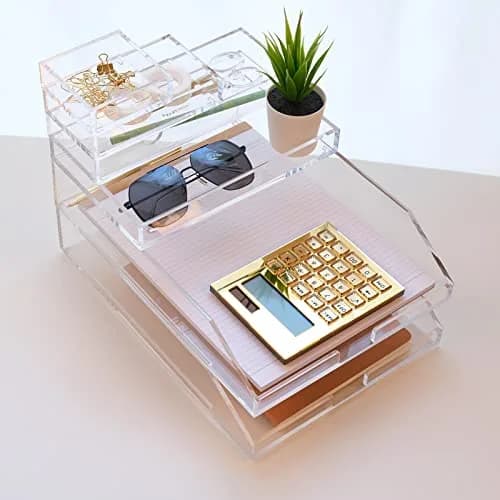 EXPUTRAN Acrylic Calculator with Stand, 12-Digit LCD Display, Solar & Battery Powered | Modern Gold Design thumbnail 5