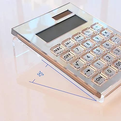 EXPUTRAN Acrylic Calculator with Stand, 12-Digit LCD, Dual Power | Home Office Desktop Accessories (Silver, 15cm x 11cm) thumbnail 4