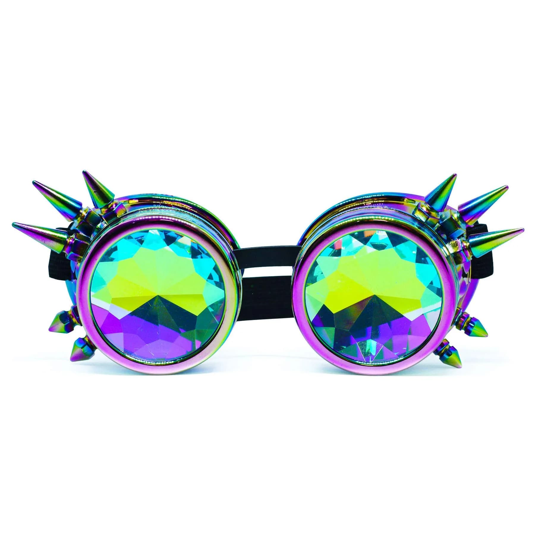 SoJourner Bags Steampunk Goggles - Trippy Rave Glasses for Cosplay & Festival | Rainbow Prism Effect (70-120 chars) — Iridescent Rainbow