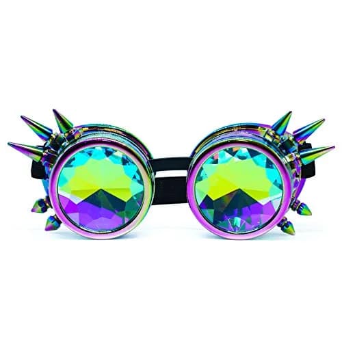 SoJourner Bags Steampunk Goggles - Trippy Rave Glasses for Cosplay & Festival | Rainbow Prism Effect (70-120 chars) thumbnail 1