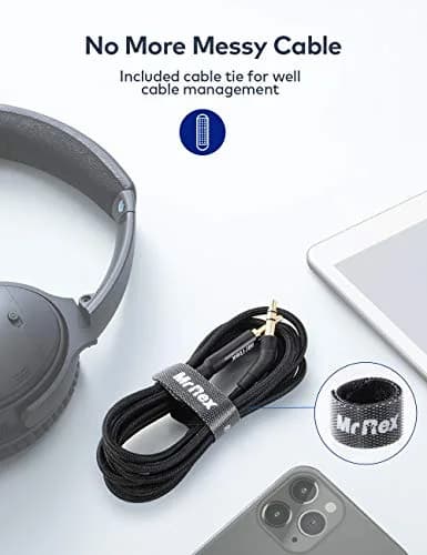 Mr Rex 2.5mm to 3.5mm Audio Cable 3m (10ft) | Nylon Braided Stereo Aux Cord for Bose QC45 QC35II JBL E45BT AKG Y50 thumbnail 5