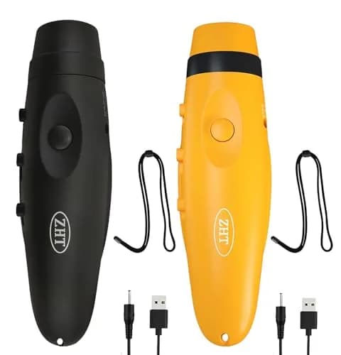 ZHT Electronic Whistle 2-Pack (Black & Yellow) | USB Rechargeable 120dB 3-Tone with Lanyard thumbnail 1