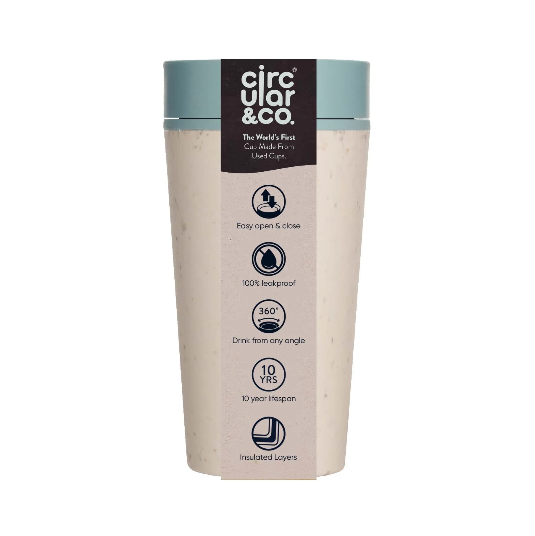 Circular and Co Reusable Coffee Cup 12oz/340ml | Leak-Proof & Sustainable Travel Mug — Blue