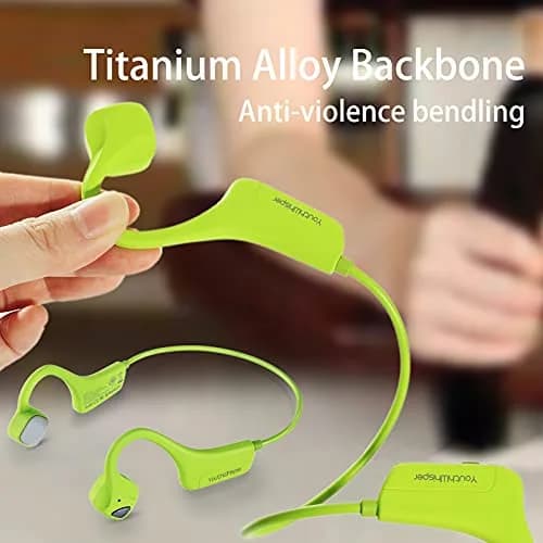 YouthWhisper Bone Conduction Headphones Bluetooth, Open-Ear Wireless Headset with Mic, Sweat-Resistant Earbuds for Running (Green) thumbnail 5