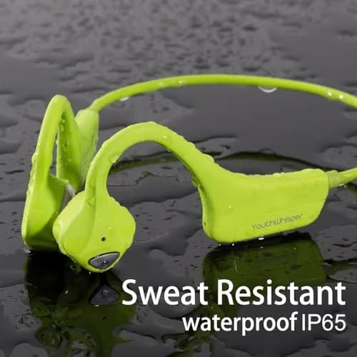 YouthWhisper Bone Conduction Headphones Bluetooth, Open-Ear Wireless Headset with Mic, Sweat-Resistant Earbuds for Running (Green) thumbnail 2