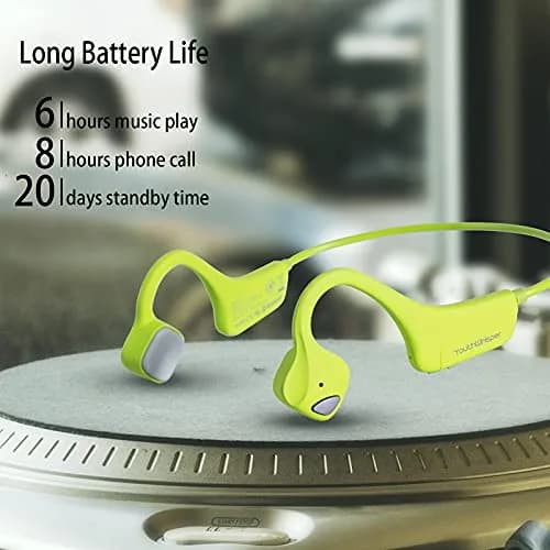 YouthWhisper Bone Conduction Headphones Bluetooth, Open-Ear Wireless Headset with Mic, Sweat-Resistant Earbuds for Running (Green) thumbnail 3