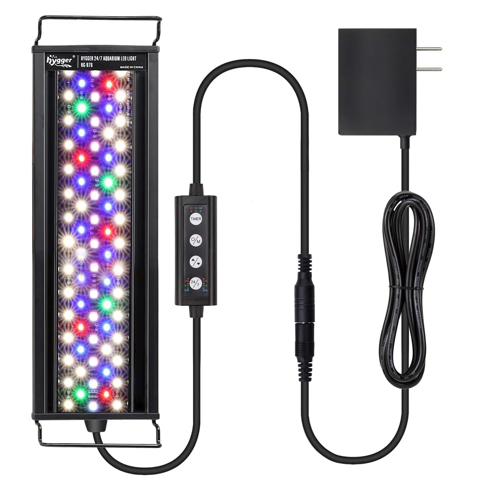 hygger Fish Aquarium LED Light, 14W 24/7 Sunrise-Daylight-Moonlight Mode, Adjustable Timer & Brightness, Extendable Bracket, 7 Colors for Planted Tank