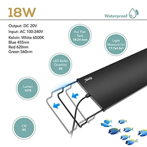 hygger 18W Aquarium LED Light with Adjustable Timer & 7 Colors | 24/7 Sunrise-Daylight-Moonlight Mode thumbnail 6