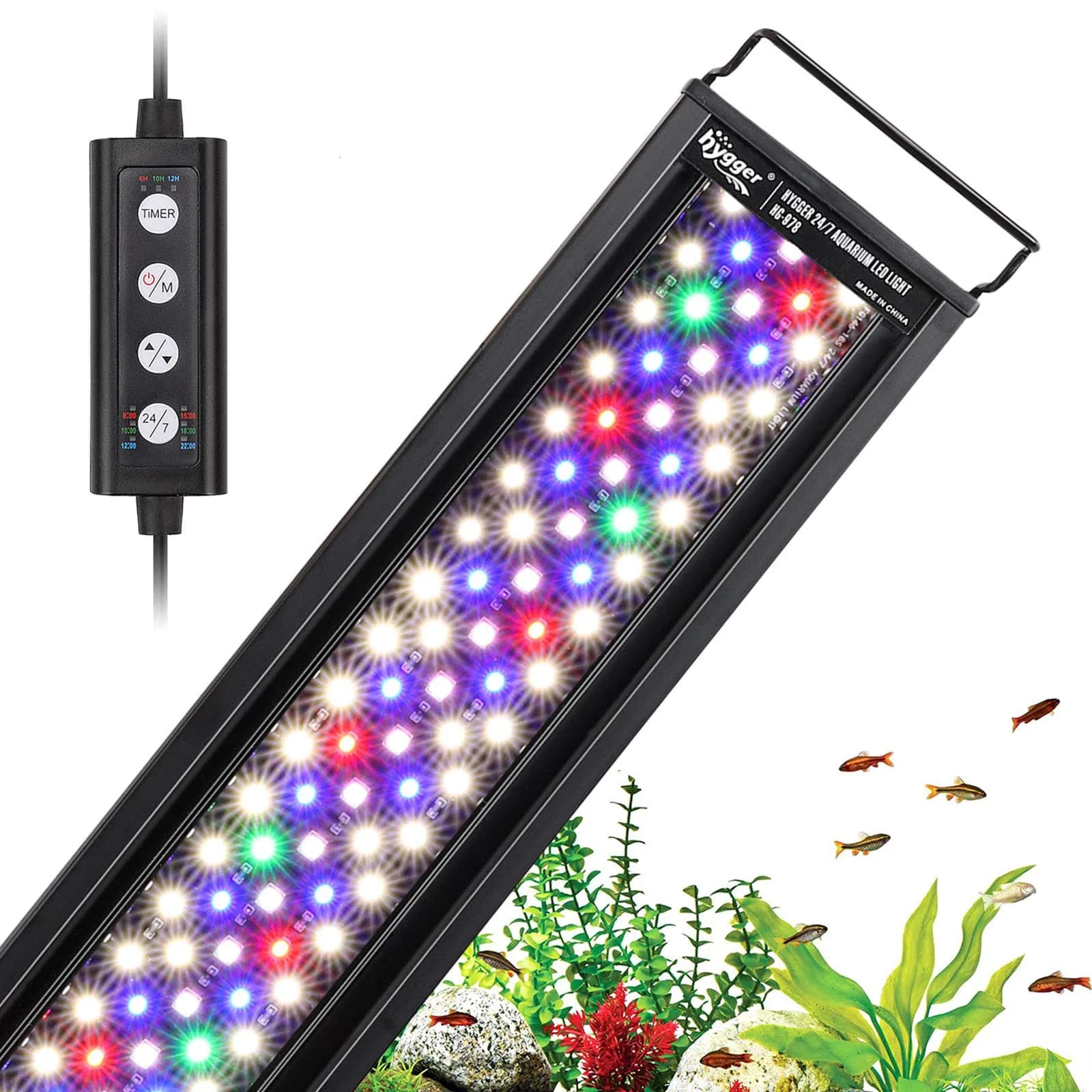 hygger 42W 24/7 Aquarium LED Light | Sunrise-Daylight-Moonlight & DIY Modes, Timer, Extendable Bracket