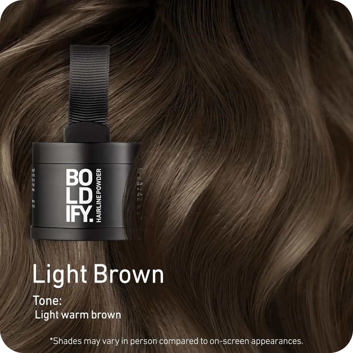 BOLDIFY Hairline Powder, Light Brown, 4g (0.14 oz) | Water-Resistant Root Touch Up Hair Color for Thinning Hair - view 2