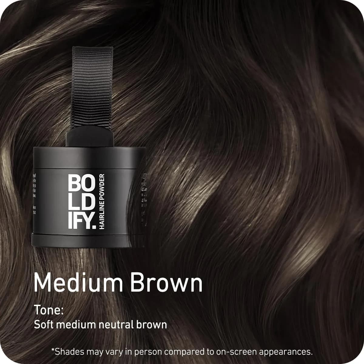 Boldify Hairline Powder Root Touch Up Medium Brown 4g | Instant Gray Coverage for Thinning Hair - view 2