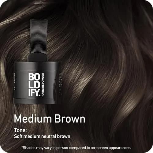 Boldify Hairline Powder Root Touch Up Medium Brown 4g | Instant Gray Coverage for Thinning Hair thumbnail 2