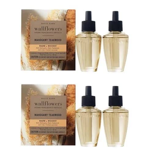 Bath & Body Works Wallflowers Refills Mahogany Teakwood Scent 3.2 Fl Oz (4 Pack) | Long-Lasting Home Fragrance thumbnail 1